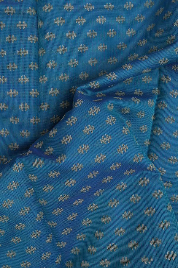 Kota Cotton Saree In Capri Blue With Printed Buttas