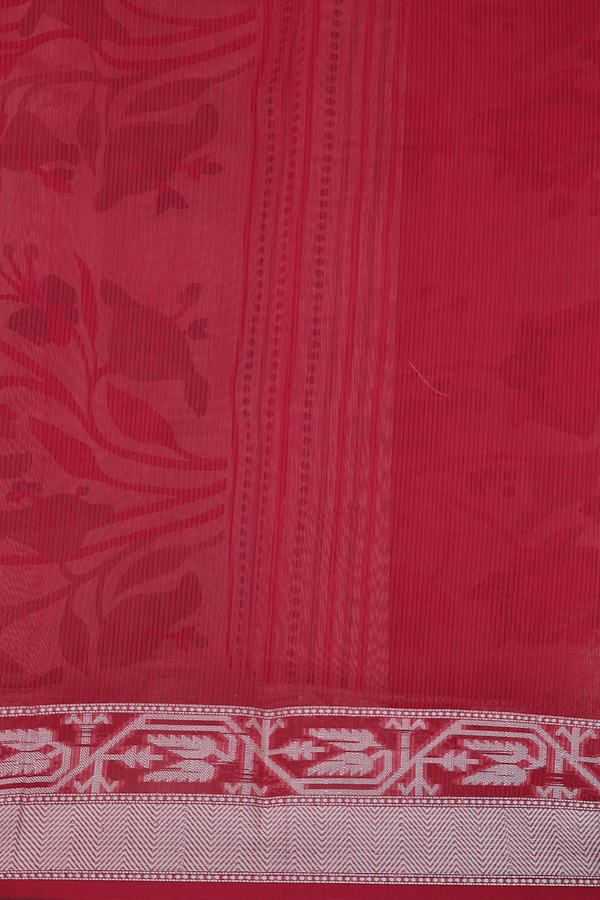 Kota Cotton Saree In Crimson Red With Floral Buttas