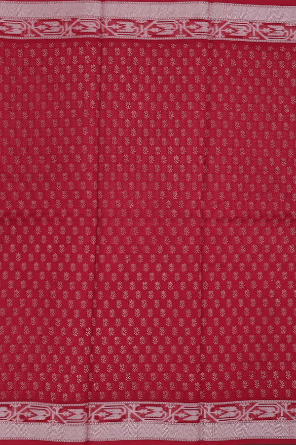 Kota Cotton Saree In Crimson Red With Floral Buttas