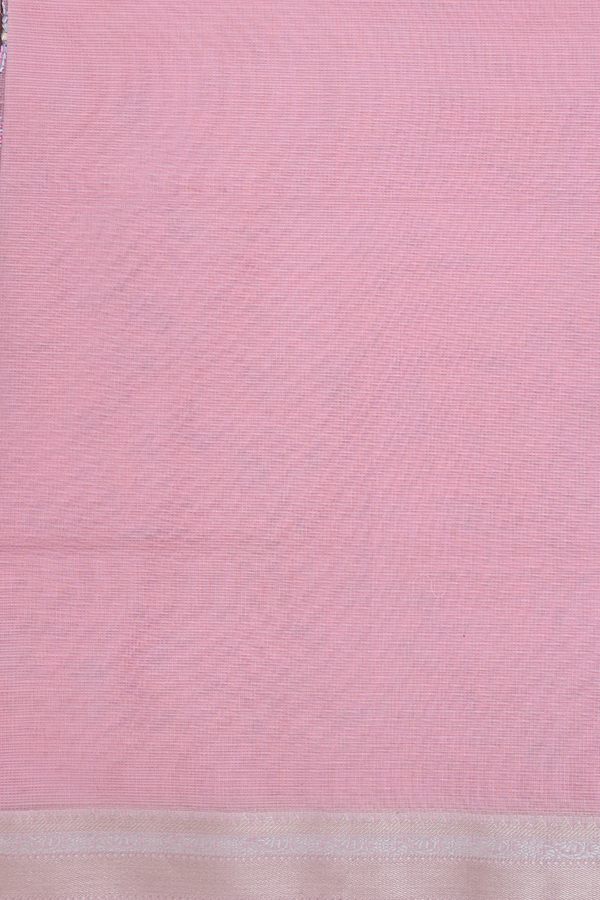 Kota Cotton Saree In Pink With Floral Embroidered Design