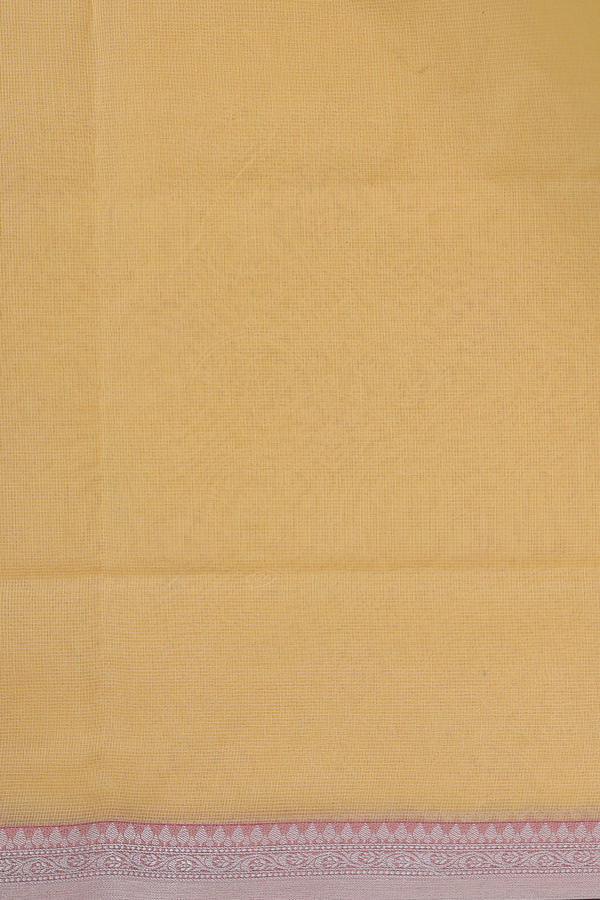Kota Cotton Saree In Yellow With Floral Design