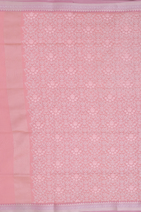 Kota Cotton Saree In Blush Orange With Embroidered Design
