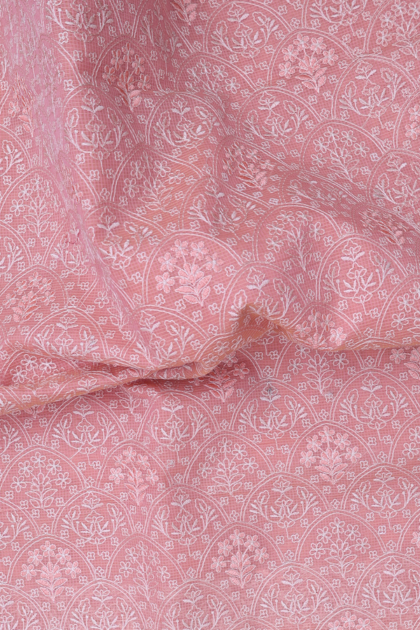 Kota Cotton Saree In Blush Orange With Embroidered Design