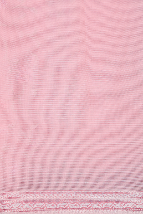 Kota Cotton Saree In Peachy Pink With Floral Design