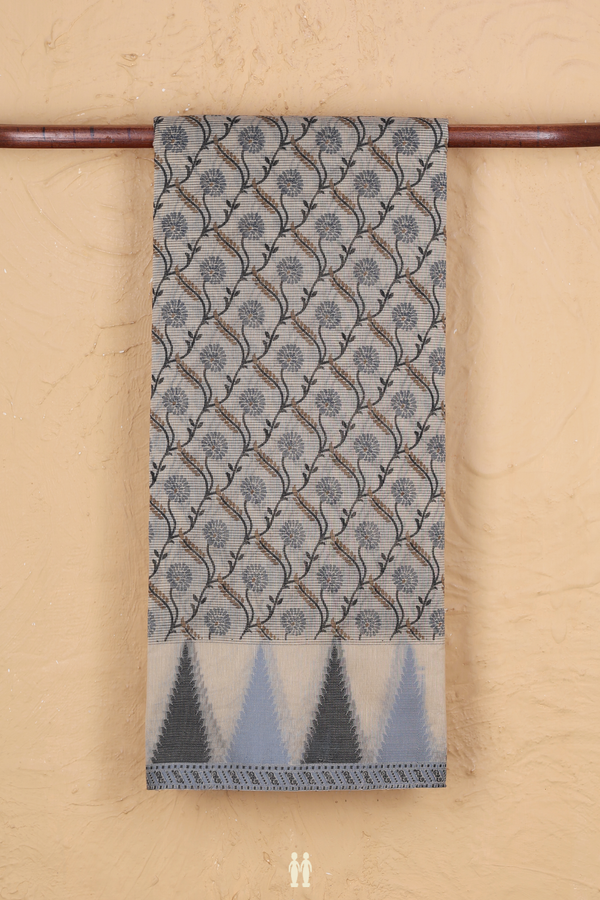 Kota Cotton Saree In Cream Color With Ogee Design