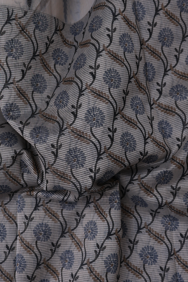 Kota Cotton Saree In Cream Color With Ogee Design