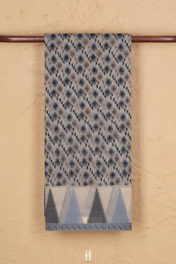 Kota Cotton Saree In Cream Color With Geometric Design