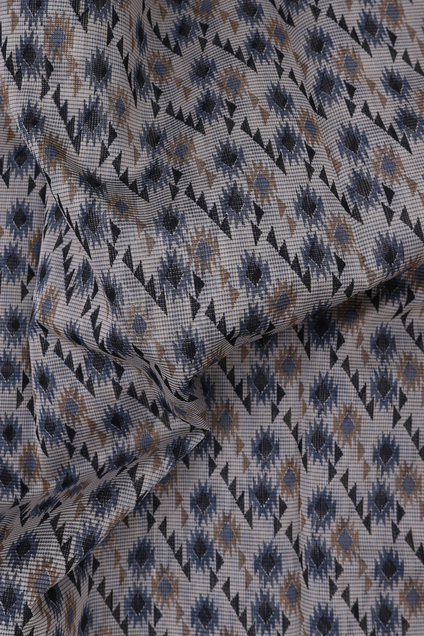 Kota Cotton Saree In Cream Color With Geometric Design