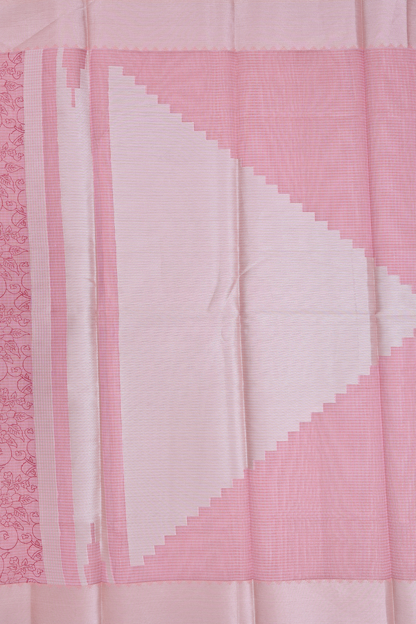 Kota Cotton Saree In Pink With Floral Design