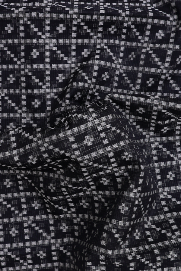 Kota Cotton Saree In Black With Geometric Design