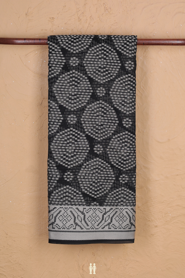 Kota Cotton Saree In Black With Allover Design