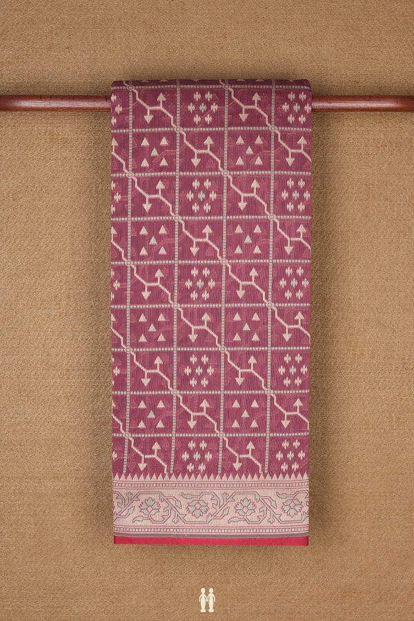 Kota Cotton Saree In Burgundy Red With Checks Design