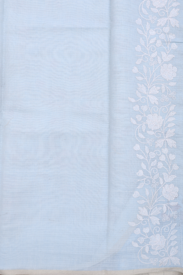 Kota Cotton Saree In Pastel Blue With Floral Design