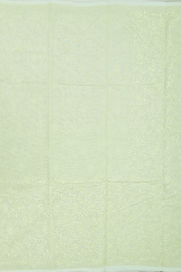 Kota Cotton Saree In Pale Green With Floral Design