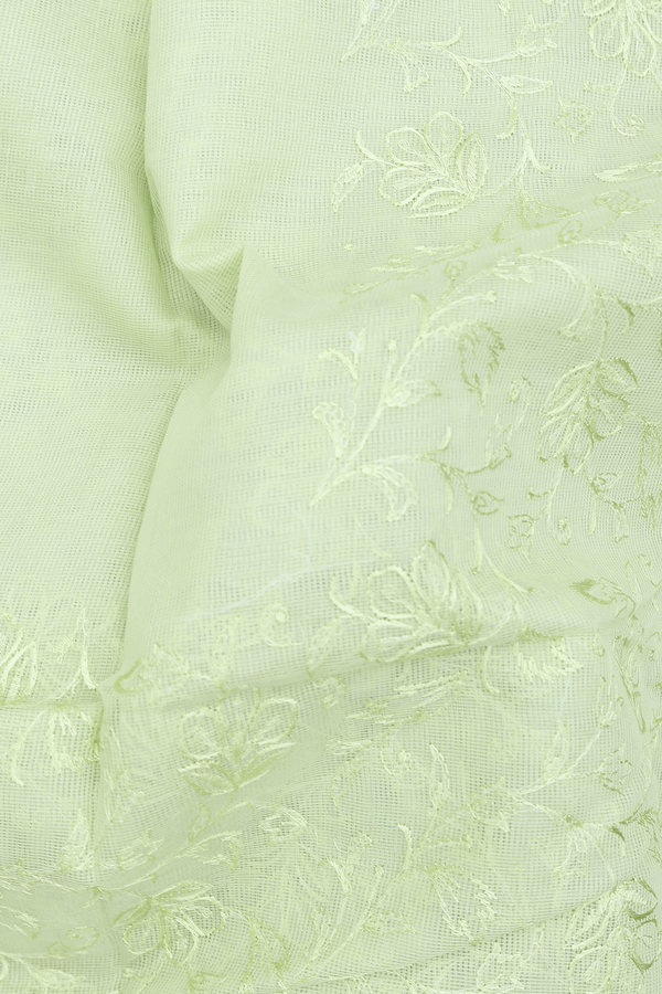 Kota Cotton Saree In Pale Green With Floral Design
