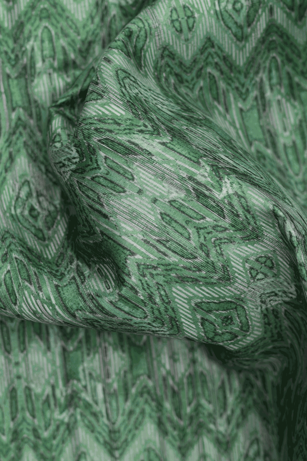Allover Printed Design Dusty Green Semi Tussar Silk Saree