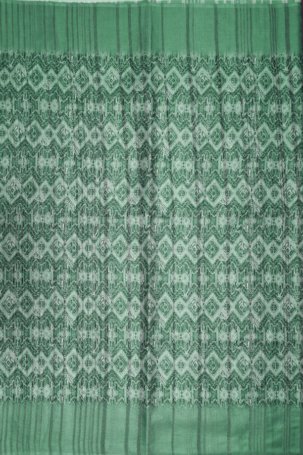 Allover Printed Design Dusty Green Semi Tussar Silk Saree