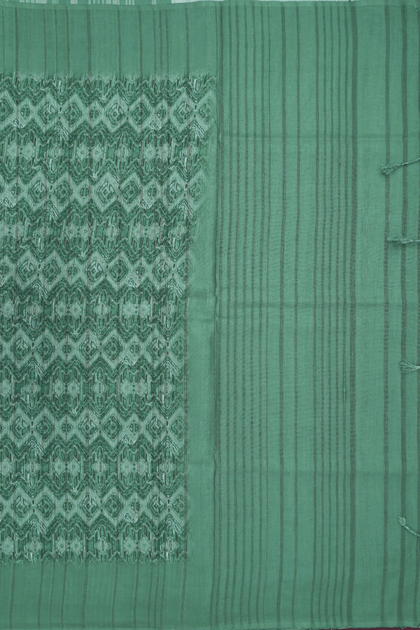 Allover Printed Design Dusty Green Semi Tussar Silk Saree