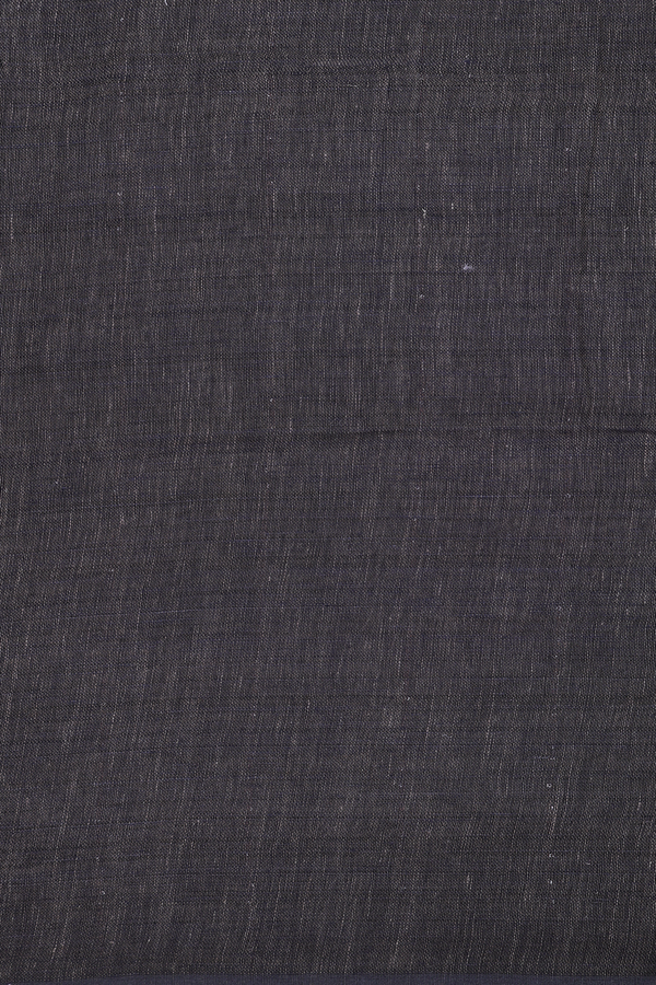Linen Saree In Dark Oak Brown Along Stripes With Buttas