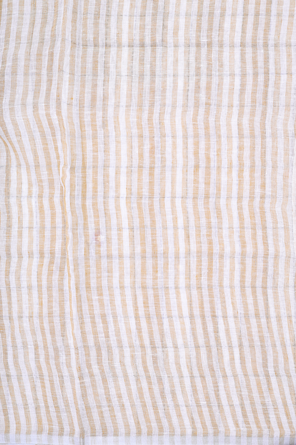 Linen Saree In Brown And White With Checks Design