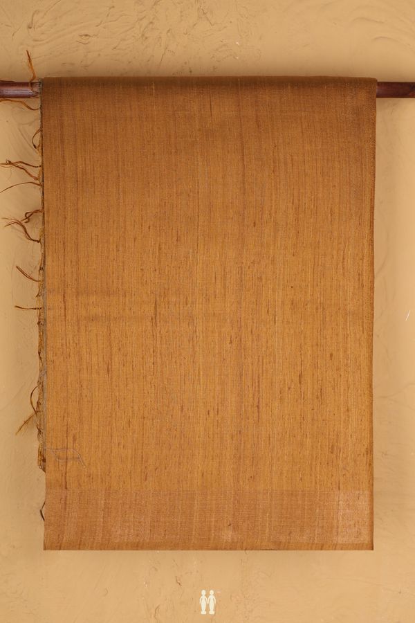 Madhubani Tussar Silk Saree In Golden Yellow With Zari Border