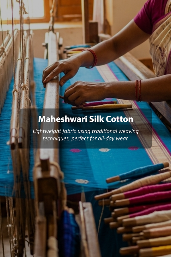 Maheswari Silk Cotton Saree In Orange With Floral Buttas