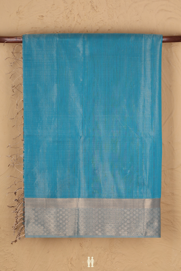 Maheswari Silk Cotton Saree In Blue Tissue With Zari Border