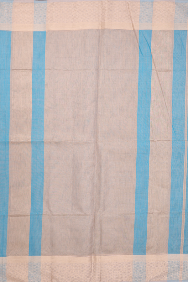 Maheswari Silk Cotton Saree In Blue Tissue With Zari Border