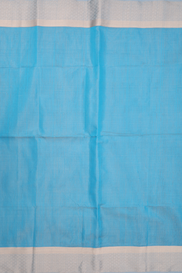 Maheswari Silk Cotton Saree In Blue Tissue With Zari Border