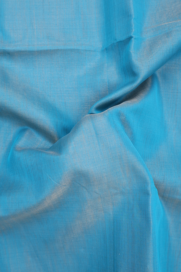 Maheswari Silk Cotton Saree In Blue Tissue With Zari Border