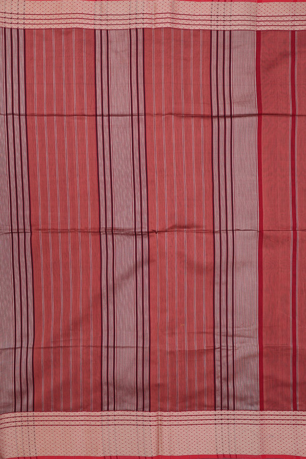 Maheswari Silk Cotton Saree Brick Brown With Threadwork Border