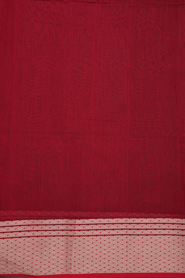 Maheswari Silk Cotton Saree Brick Brown With Threadwork Border