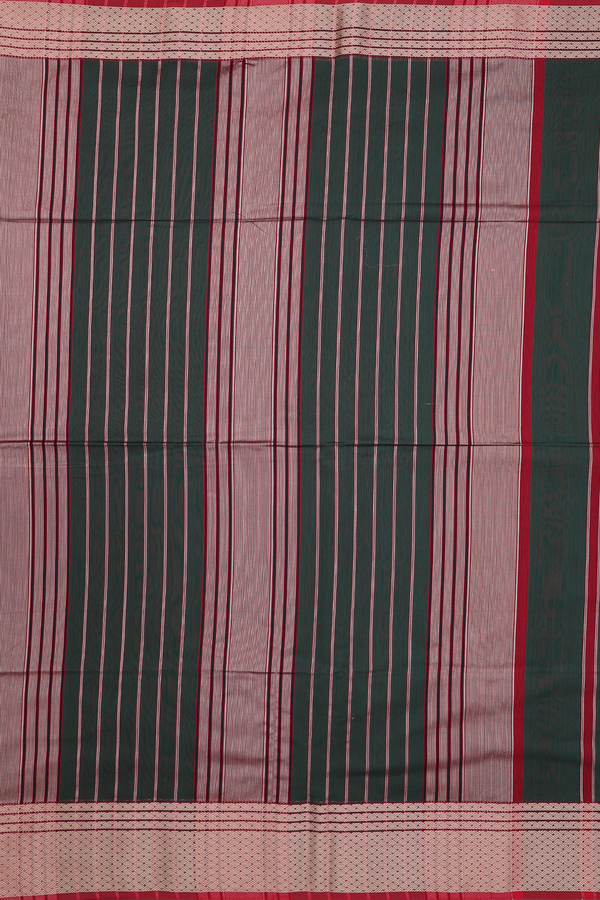 Maheswari Silk Cotton Saree Forest Green With Threadwork Border