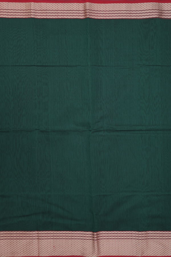 Maheswari Silk Cotton Saree Forest Green With Threadwork Border