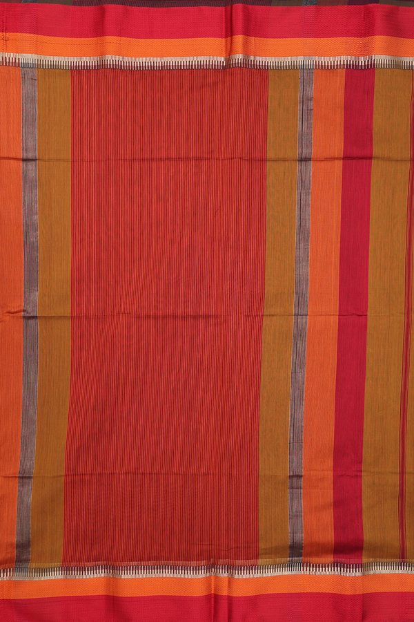 Maheswari Silk Cotton Saree Golden Brown With Threadwork Border