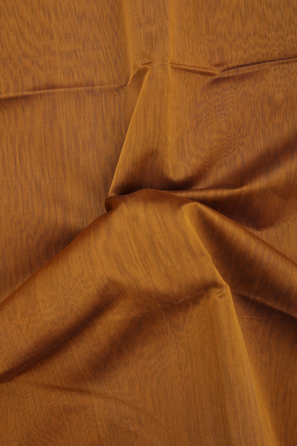 Maheswari Silk Cotton Saree Golden Brown With Threadwork Border