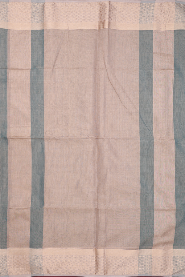 Maheswari Silk Cotton Saree In Green Tissue With Zari Border