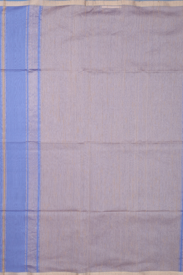 Maheswari Silk Cotton Saree In Misty Blue With Chevron Border