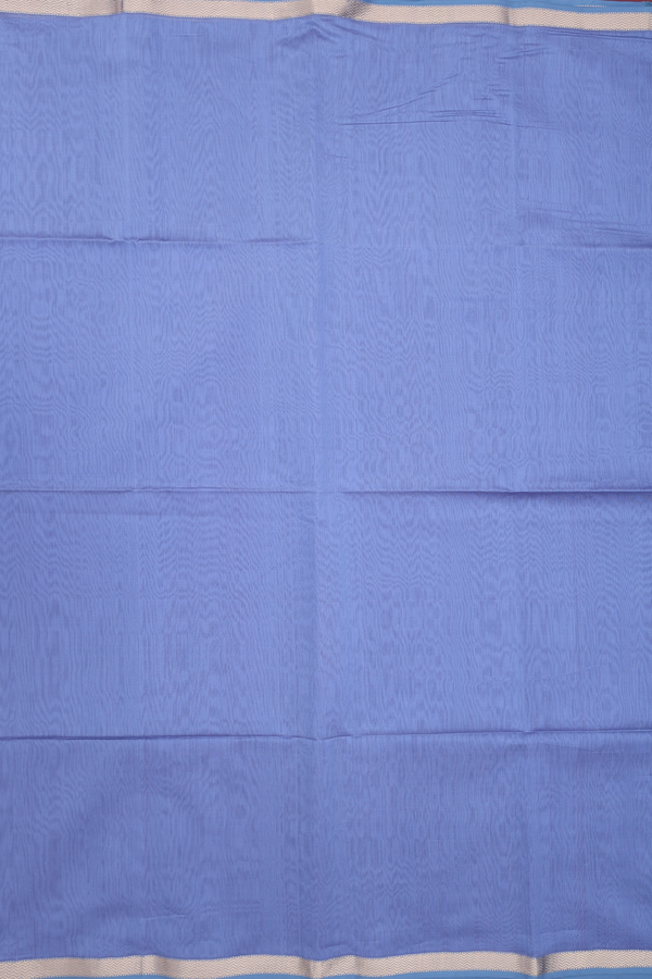 Maheswari Silk Cotton Saree In Misty Blue With Chevron Border