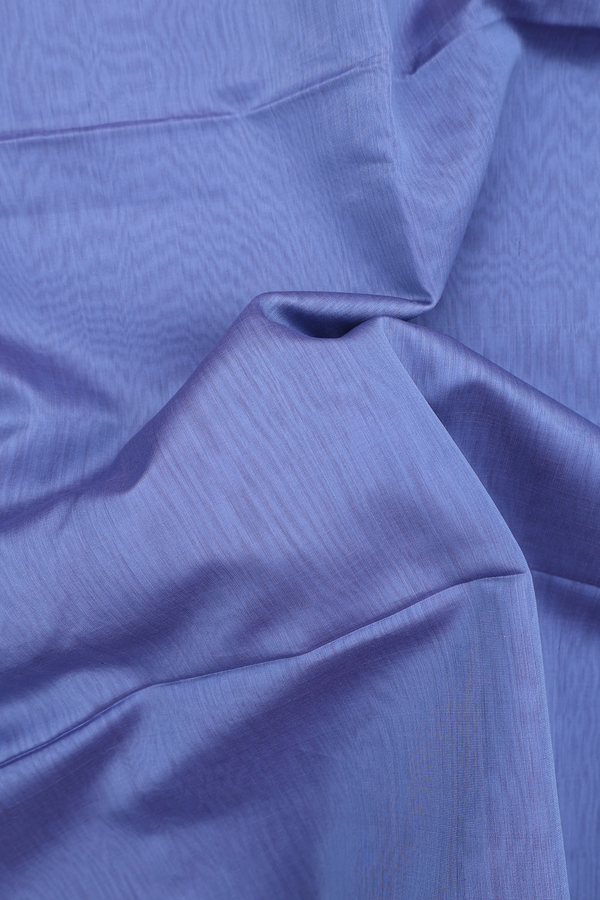 Maheswari Silk Cotton Saree In Misty Blue With Chevron Border