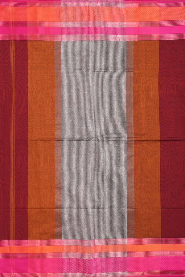 Maheswari Silk Cotton Saree Berry Red With Contrast Border