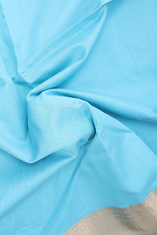 Maheswari Silk Cotton Saree In Blue With Zari Border