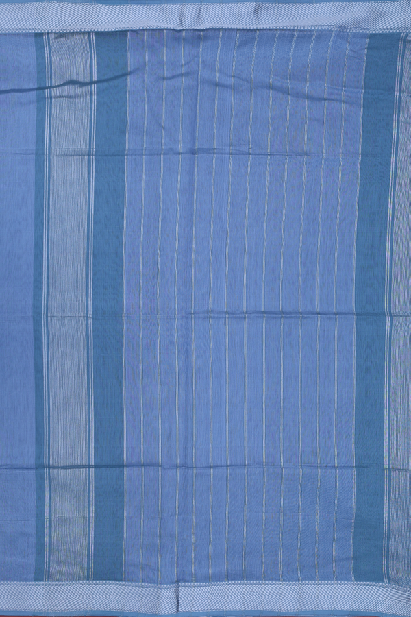 Maheswari Silk Cotton Saree Blue With Threadwork Border