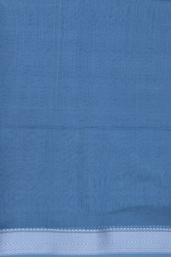 Maheswari Silk Cotton Saree Blue With Threadwork Border