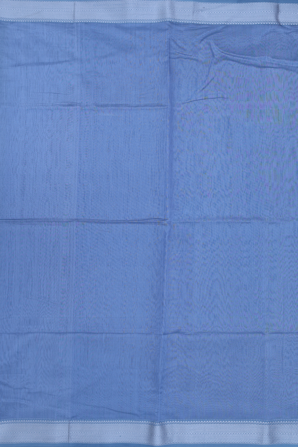 Maheswari Silk Cotton Saree Blue With Threadwork Border
