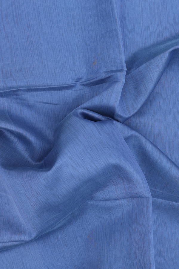 Maheswari Silk Cotton Saree Blue With Threadwork Border