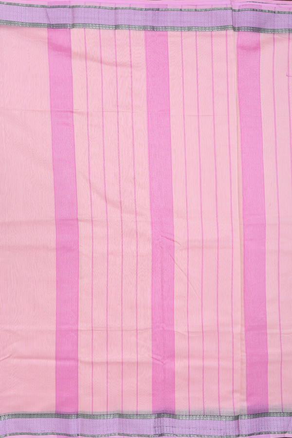 Maheswari Silk Cotton Saree Blush Orange With Contrast Border
