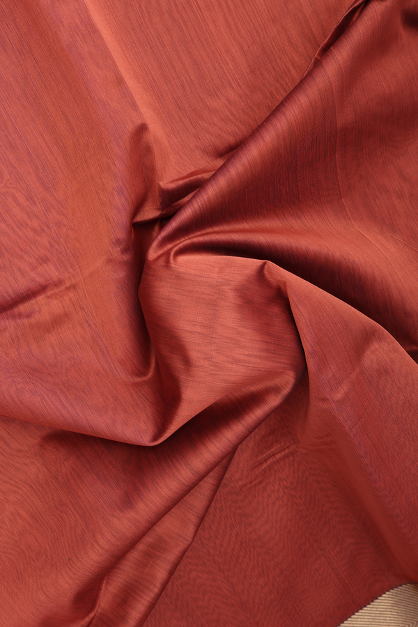 Maheswari Silk Cotton Saree In Brick Red With Zari Border