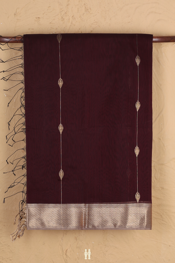 Maheswari Silk Cotton Saree Coffee Brown With Stripes Design