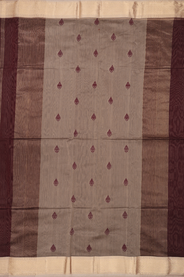 Maheswari Silk Cotton Saree Coffee Brown With Stripes Design